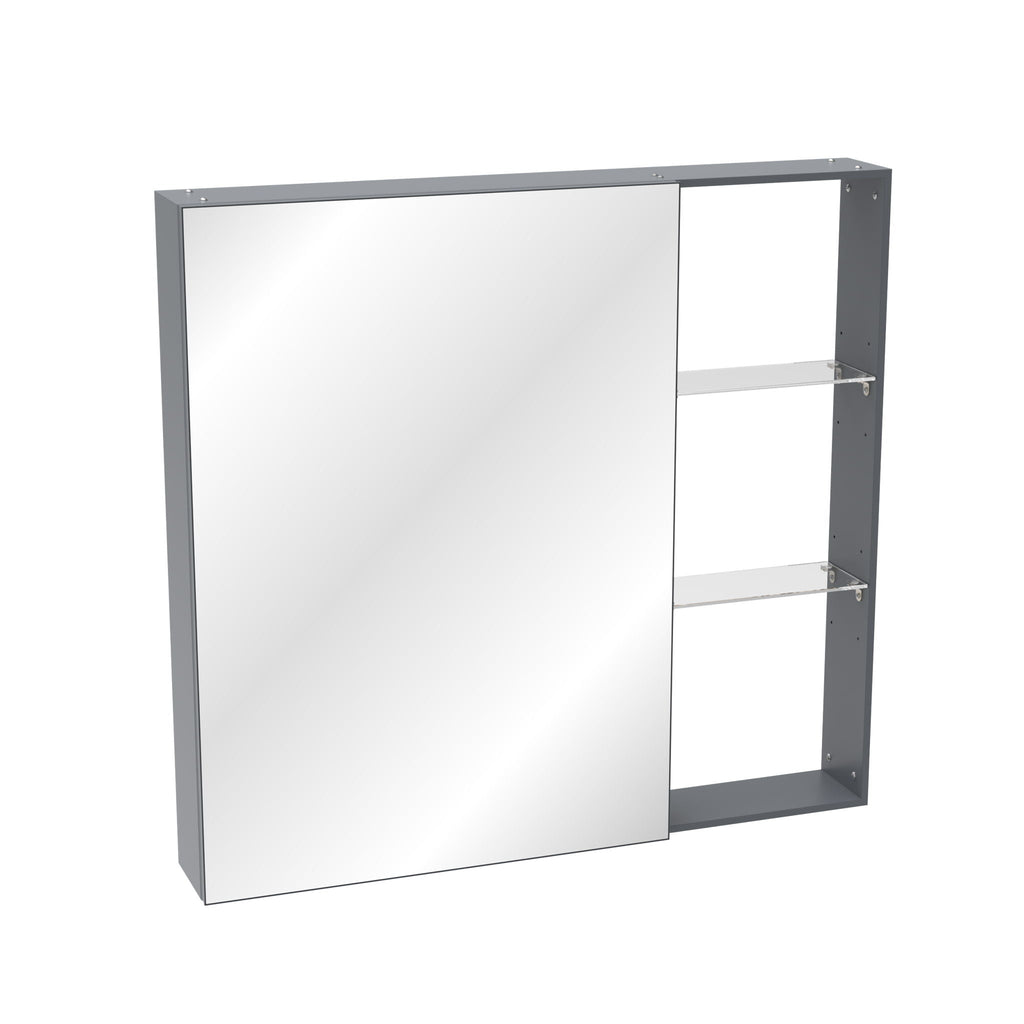 Medicine Cabinet with Adjustable Shelves and Mirror - Black Brown