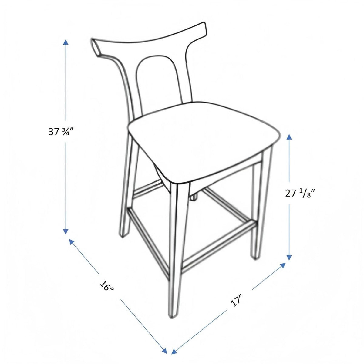 Upholstered Square Bar Chair Set with Solid Wood Frame - Dark Gray or Black