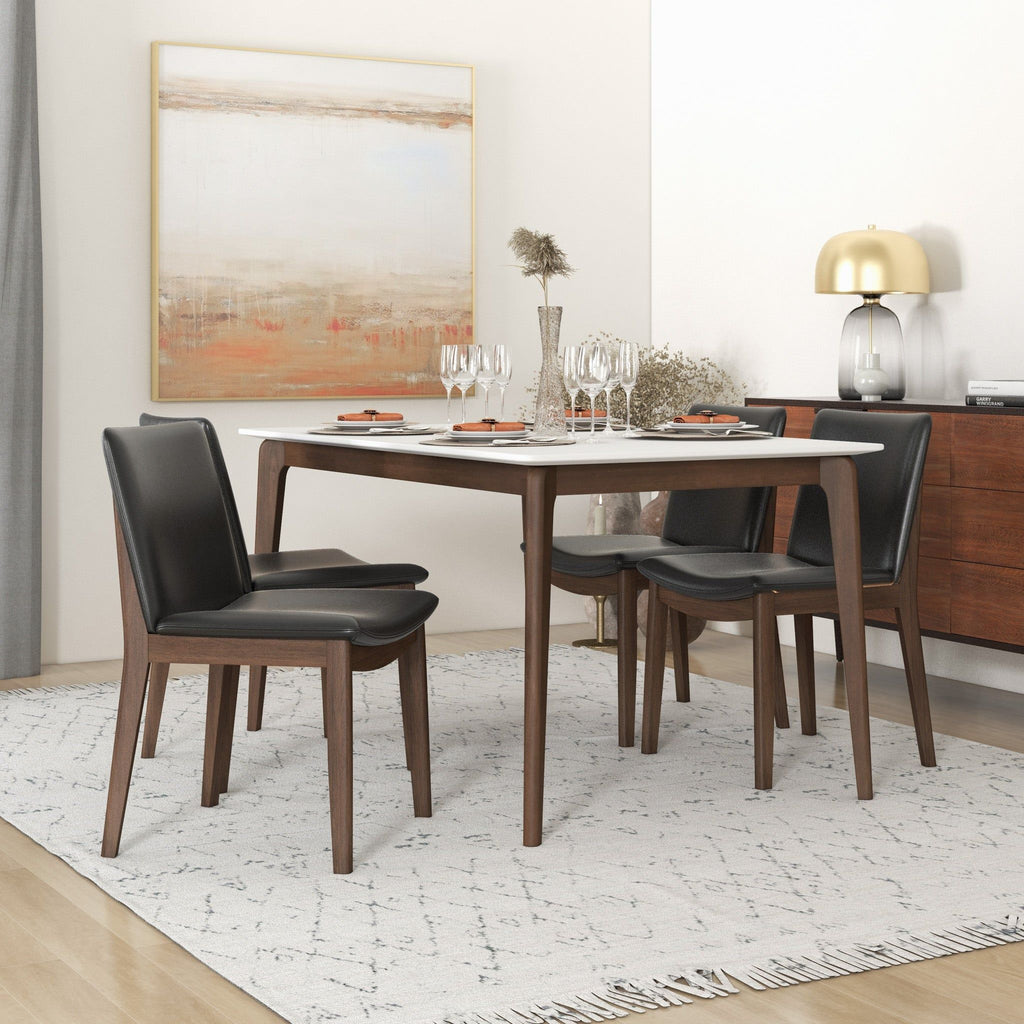 Mid-Century Modern Solid Wood Dining Chair Set with Fabric Upholstery - Multiple Colors