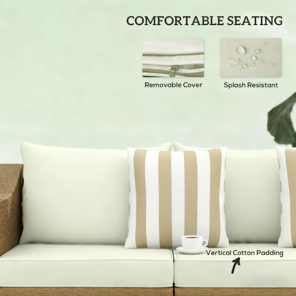 Rattan Wicker Outdoor Sofa with Cushions and Throw Pillows
