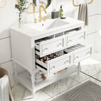 36" Bathroom Vanity Cabinet with Undermount Sink and 4 Drawers - Beige, Black, White