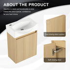 Modern Bathroom Vanity with Ceramic Basin and Storage Cabinet - Light Brown, Black, or White