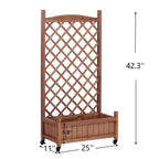 Raised Garden Bed with Trellis 2 Pack – Solid Wood Planter & Plant Stand, Brown