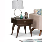 Handcrafted Mid Century End Table with Drawer – White, Dark Brown, or Light Brown