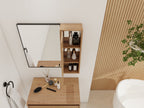 Imitative Oak Wall Mounted Bathroom Mirror Cabinet with Soft Close Door