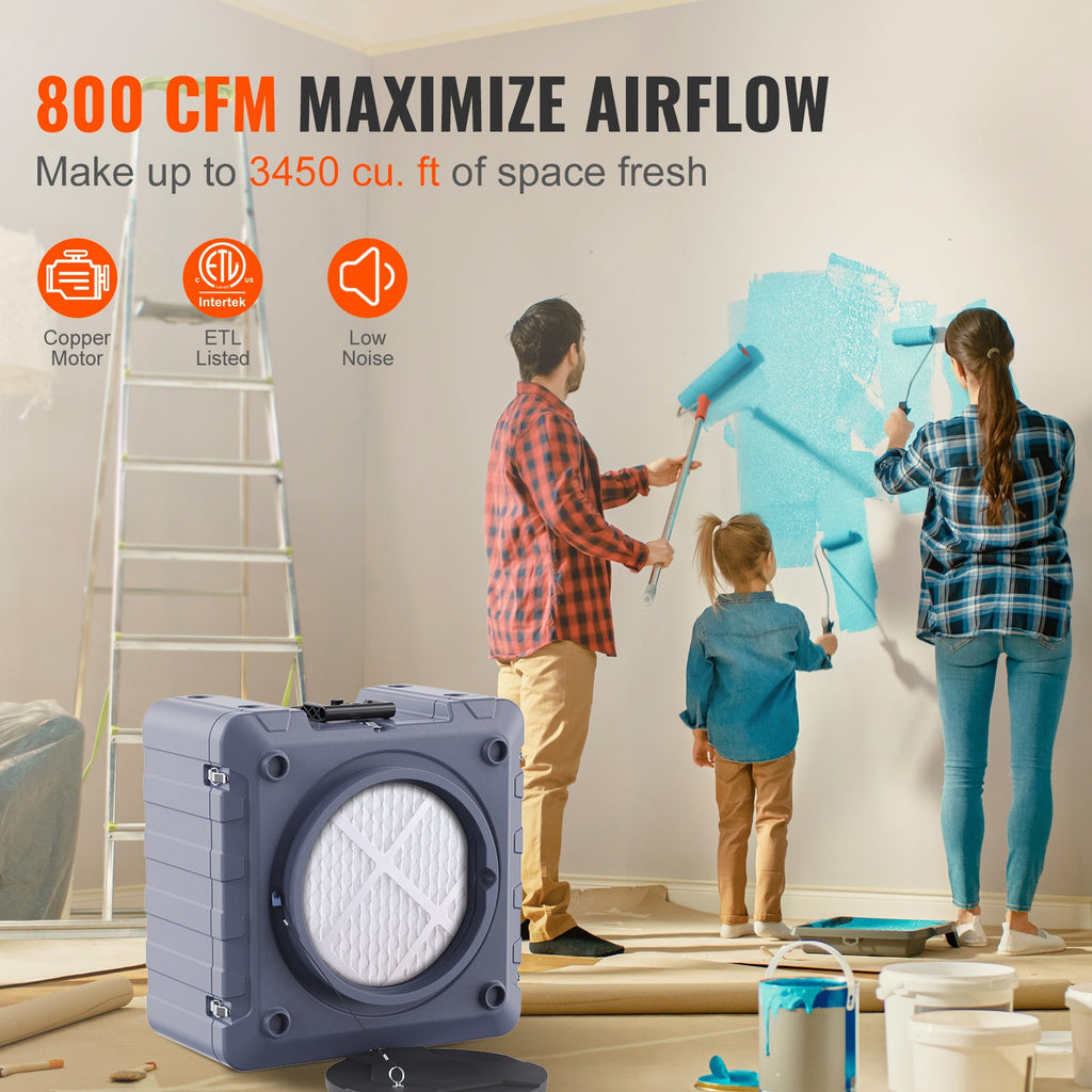 Air Scrubber with 3-Stage Filtration and UV-C Light - 800 CFM