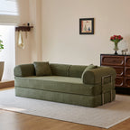 78.8" Compression Sofa - Convertible Floor Sofa Bed with Plush Fabric - Green