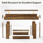 Console Table with 2 Tier Storage and U-Shaped Base - Light Brown or Dark Brown