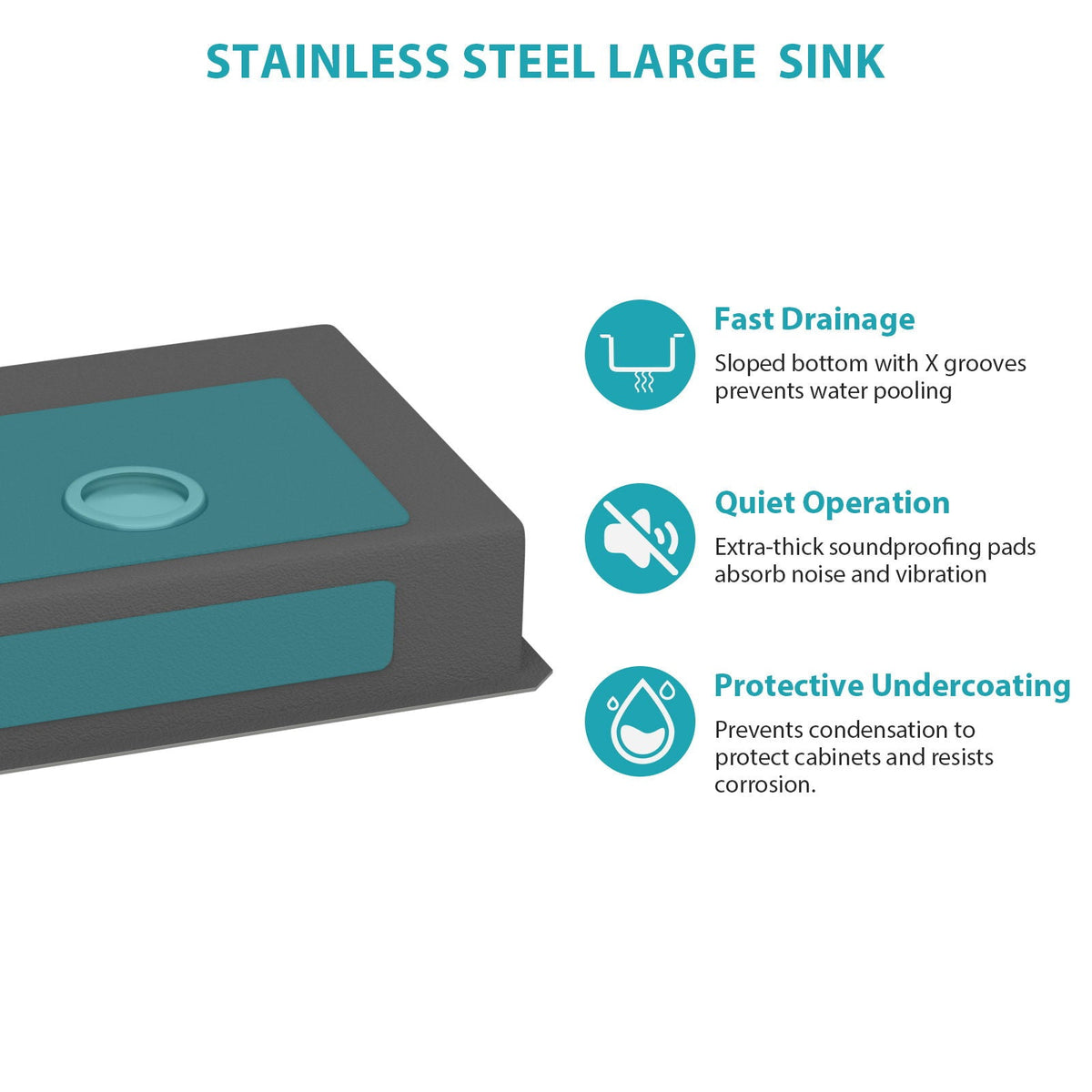 Modern Undermount Stainless Steel Kitchen Sink 16 Gauge, Deep Single Bowl - Gray