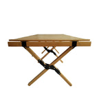 Multi-Function Wooden Foldable Patio Dining Table with Roll-Up Top - Natural