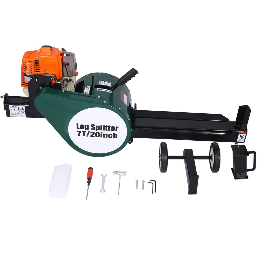 Portable Double Flywheel Electric Log Splitter 7 Ton with Auto Return - Gray