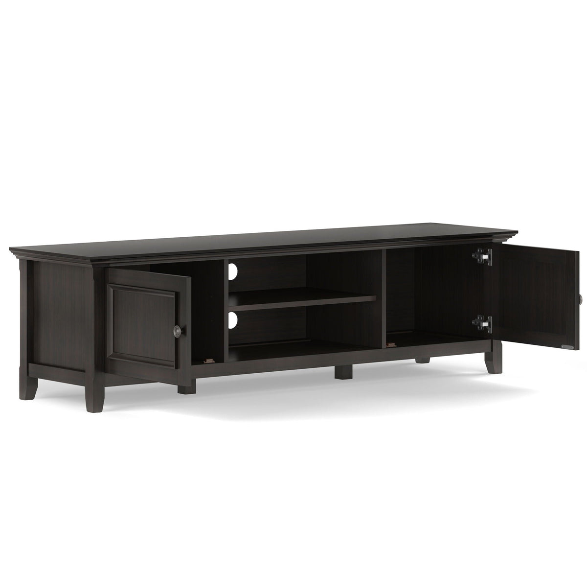 Low TV Media Stand with Adjustable Shelf - Hickory Brown