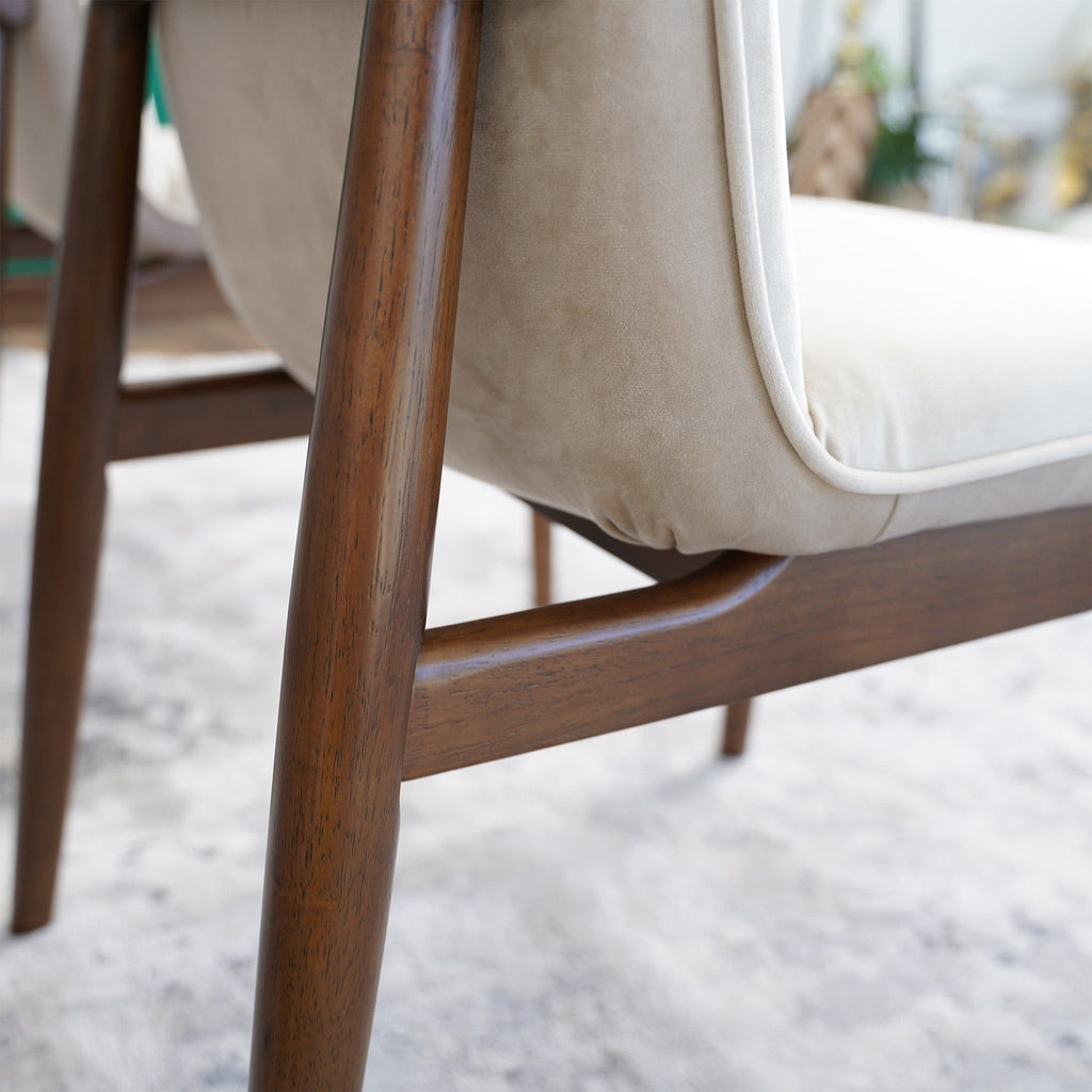 Monza Contemporary Dining Chair Set with Solid Wood Frame - Beige or Dark Green