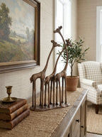 Giraffe Sculpture Animal Statue Decor with Antique Bronze Finish