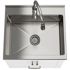 Deluxe Laundry Cabinet with Pull-Out Faucet and Stainless Steel Sink - White