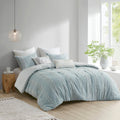 Cotton Jacquard Comforter Set with Reversible Design - Aqua