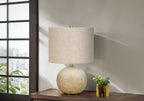Table Lamp Lighting with Concrete Base and Drum Shade - Beige or Gray