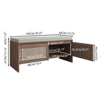 Storage Bench with Cushion and Rattan Doors - Antique Natural