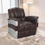 Brown Accent Arm Chair with Patchwork Aluminum Frame - 35" W x 35" D x 35" H