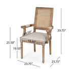 Upholstered Dining Chair with Cane Back - Beige or Light Grey