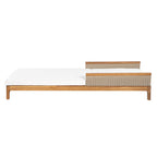 Solid Acacia Wood Sun Lounger with Waterproof Beige Cushions - Light Grey Wicker
