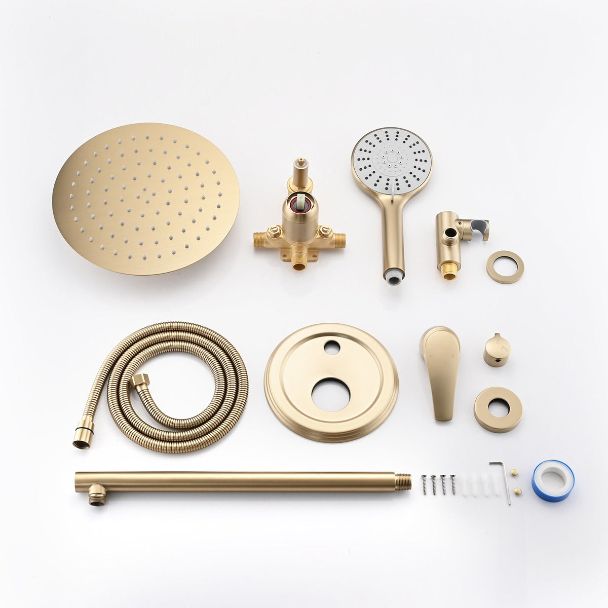 Wall Mounted Shower Set with High Pressure 10" Rain Head & 5-Function Handheld - Gold or Pearl Silver