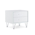 White Accent Table with Storage Drawers and Chrome Legs