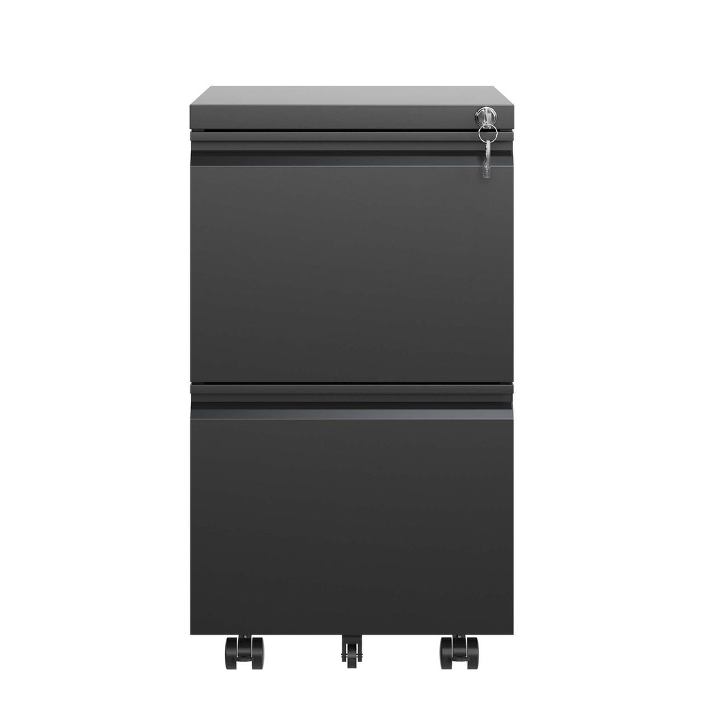 Metal Drawer Mobile File Cabinet with Lock for Secure Organization - White or Black