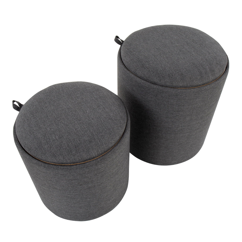 Contemporary Nesting Ottoman Set with Flip Tray Top - Multiple Colors