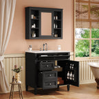 Bathroom Vanity With Mirror Cabinet and Single Sink - Soft-Closing Doors