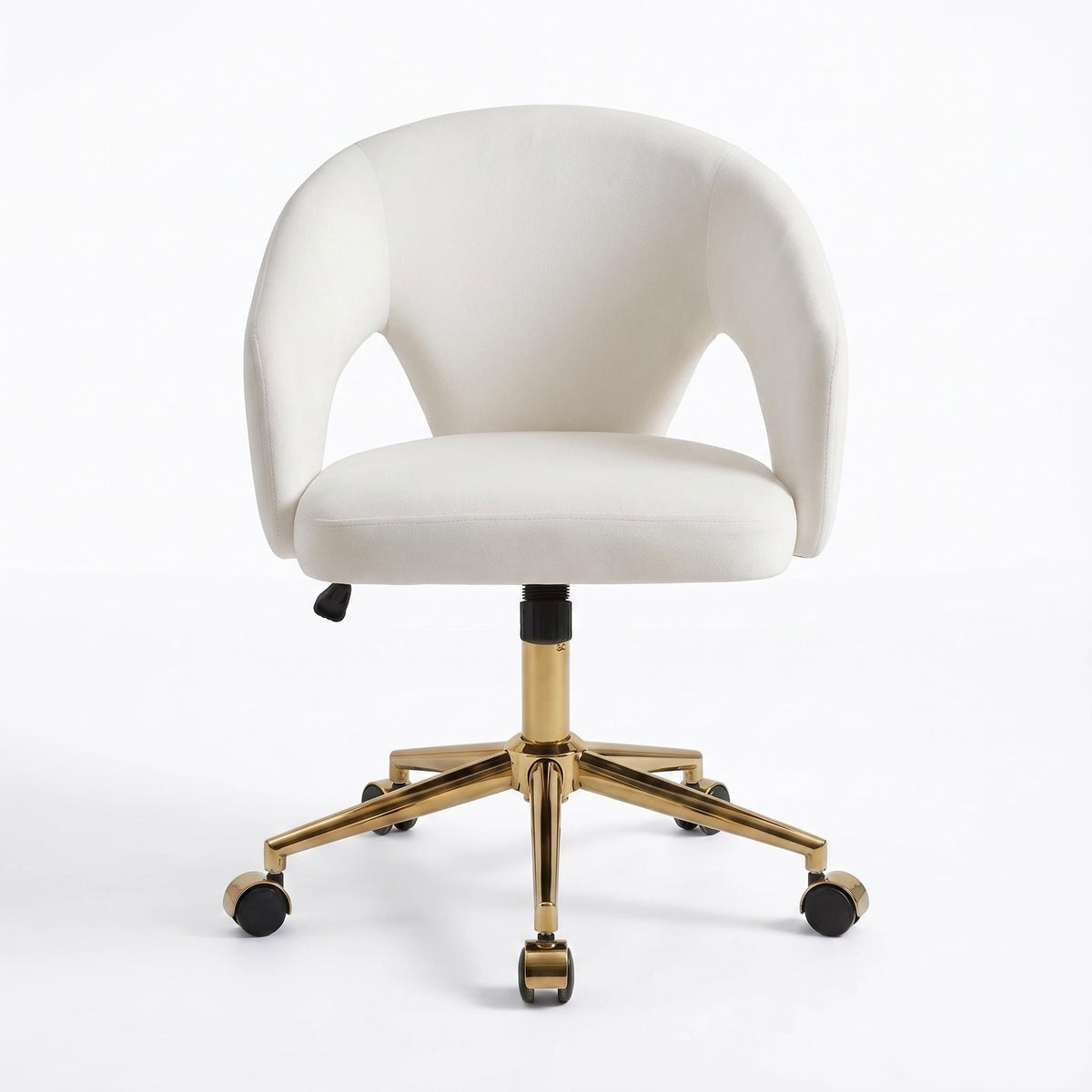 Adjustable White Office Chair with Ergonomic Support - Velvet Finish