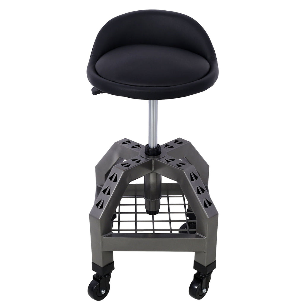 Pneumatic 360 Degree Swivel Creeper Stool with Adjustable Height - Red, Yellow, Green, Dark Gray