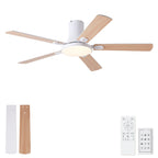Flush Mount Ceiling Fan with LED Light and Remote Control - Black, White, Pearl Silver