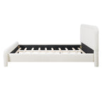 King Size Upholstered Platform Bed Frame with Curved Headboard - Boucle