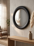 Round Wall Mirror with Black Frame - 20.5 Inch