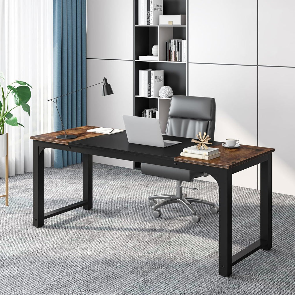 Executive Office Desk with Thick Frame - Brown / Black