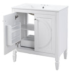 30" No Assembly Needed Vintage Bathroom Vanity with Spacious Storage - Vintage Finish