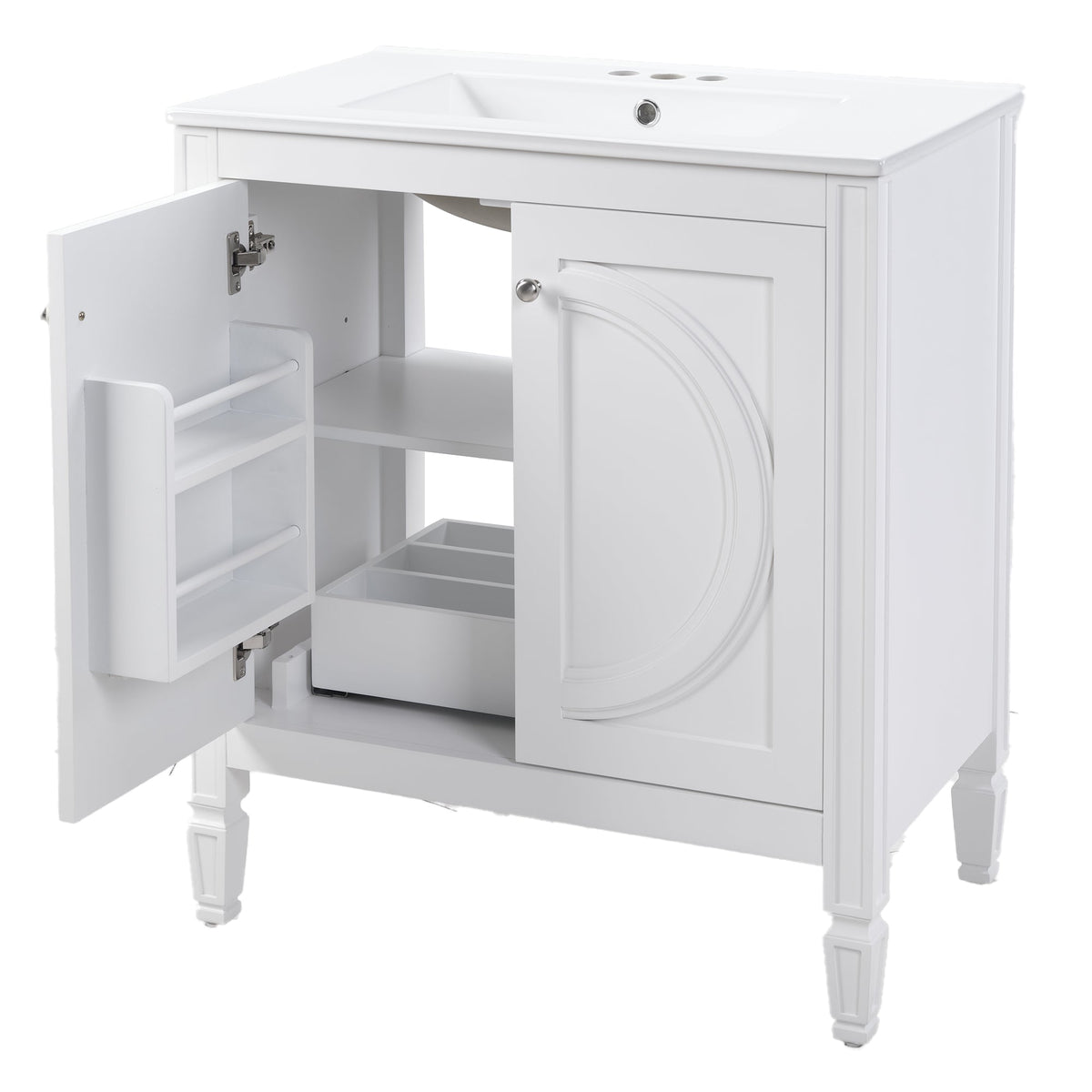 30" No Assembly Needed Vintage Bathroom Vanity with Spacious Storage - Vintage Finish