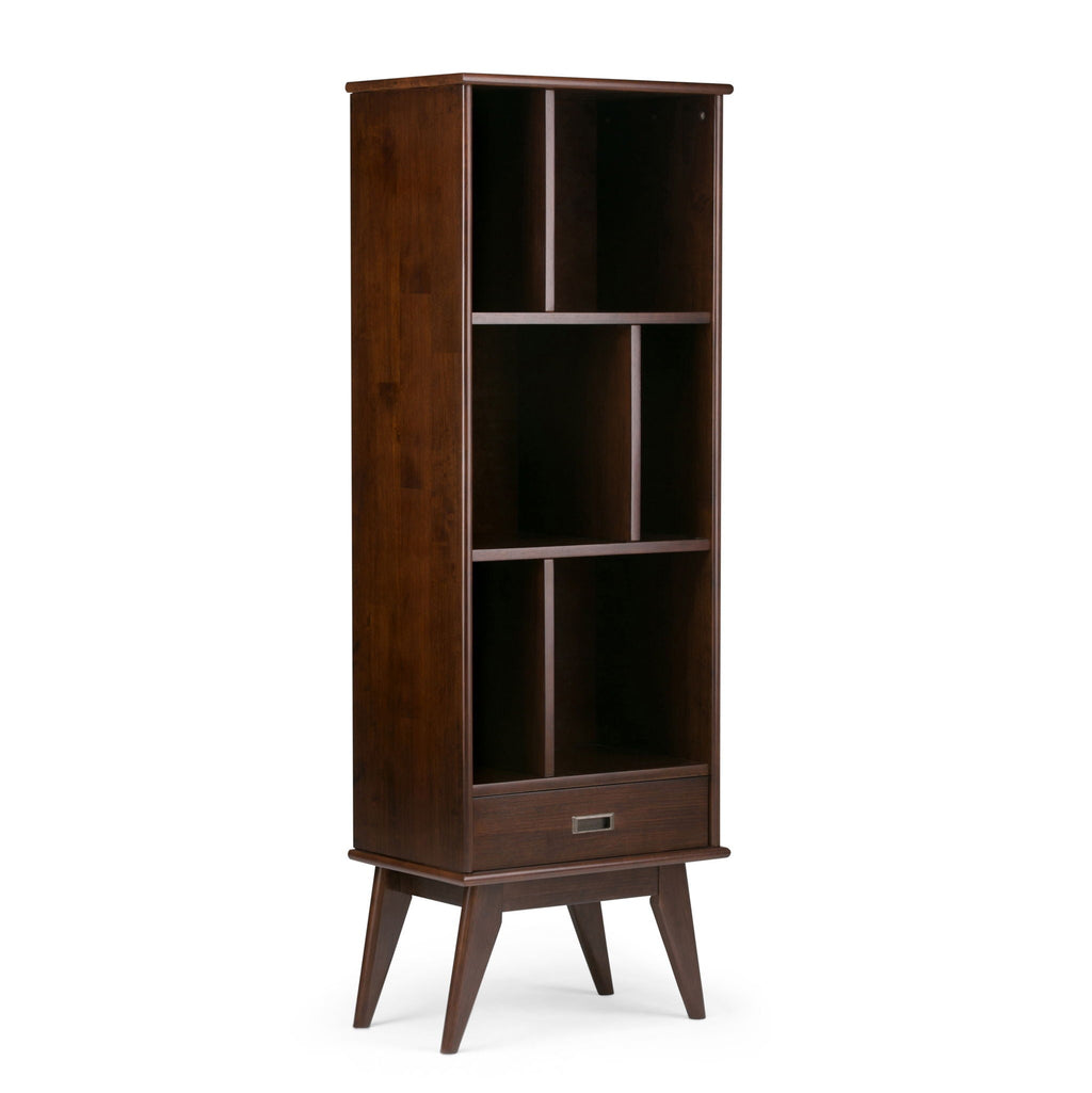 Mid Century Wide Bookcase with Storage Drawers - Multiple Colors