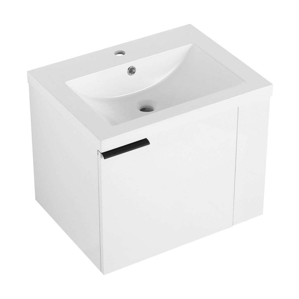 Modern Bathroom Vanity with Side Storage - Light Brown or White
