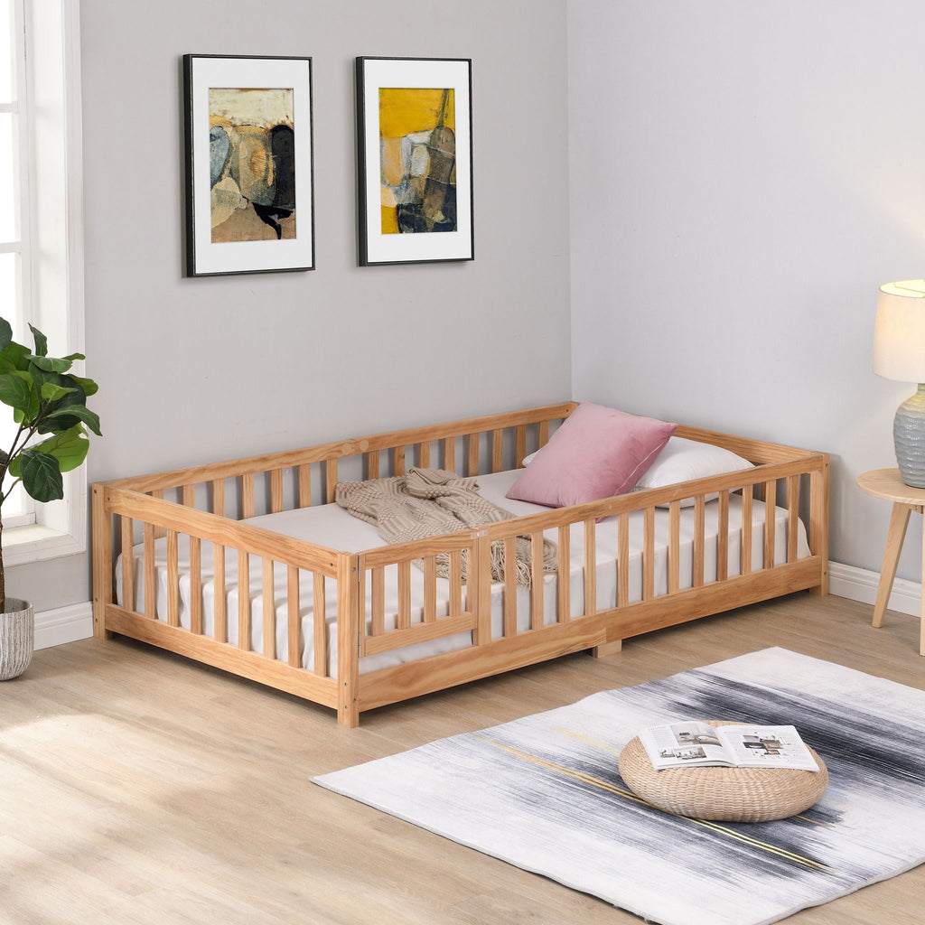 Solid Floor Bed with Door and Safety Fence - Full or Twin Size