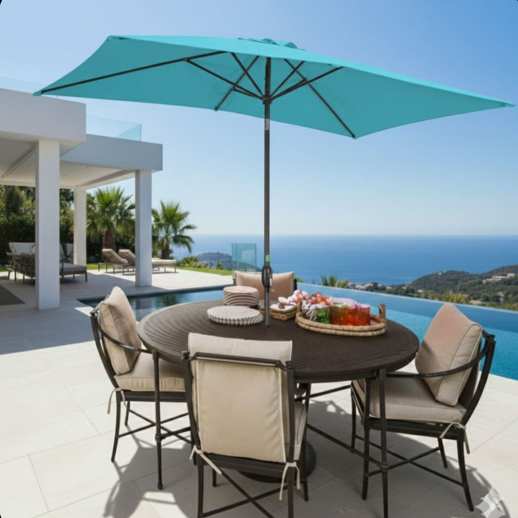 Rectangular Patio Umbrella with Crank Tilt - UV-Resistant Canopy