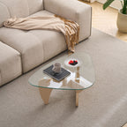 Modern Center Coffee Table with Tempered Glass Top - Light Brown, Black, Dark Brown