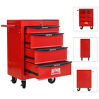 Rolling Metal Tool Chest with 4 Drawers - Red & Black