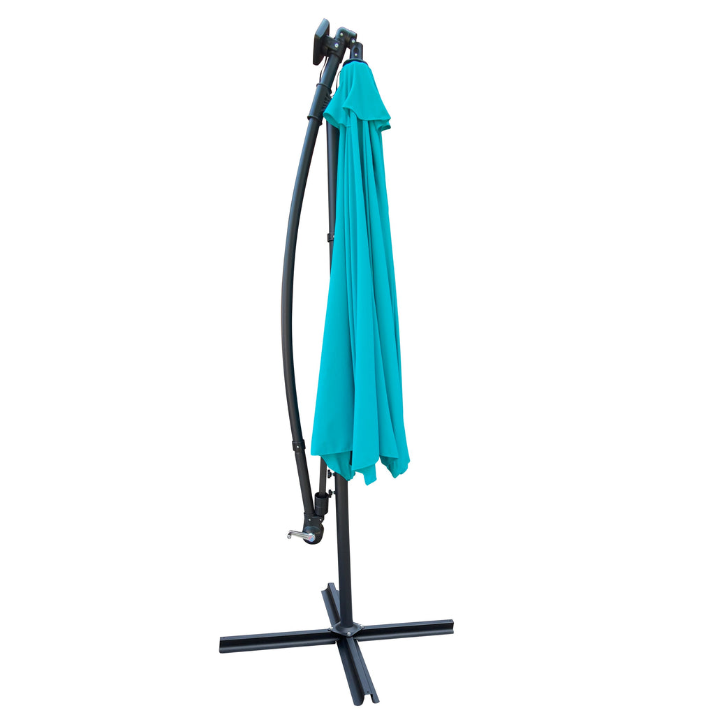 10 ft Outdoor Patio Umbrella with Solar LED Lighting - Turquoise