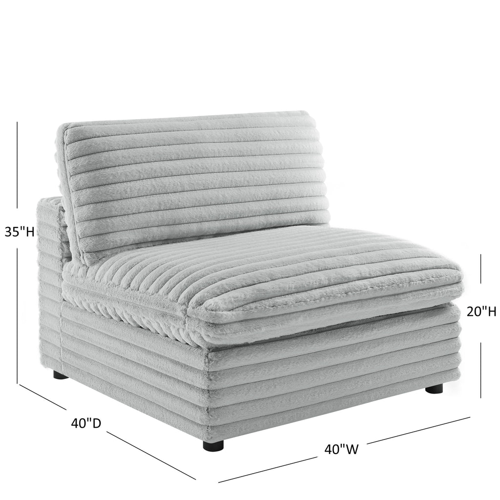 Gray Armless Slipper Chair with Plush Cushion - 40" W