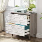 2 Drawer Lateral File Cabinet with Dual-Space Drawers - Gray / White