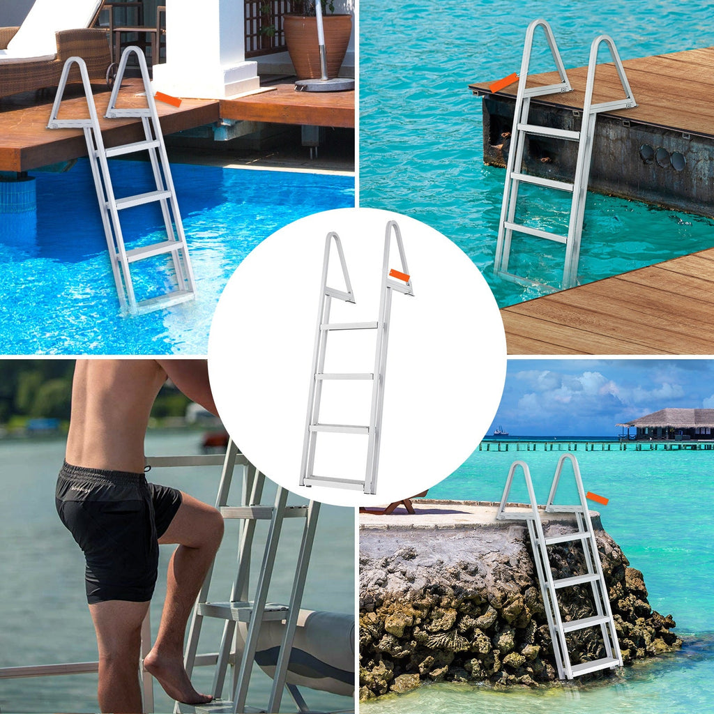 Dock Ladder with 4 Removable Steps and 350 lbs Capacity - Aluminum Alloy
