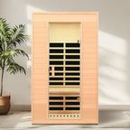 Hemlock Far Infrared Roof Embedded Indoor Sauna Room with LCD Controls - Light Brown