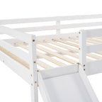 White Full Loft Bed with Slide - Multifunctional Design